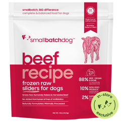 Beef Recipe Frozen Raw Sliders for Dogs Red 3lb Bag. In-Store Exclusive.