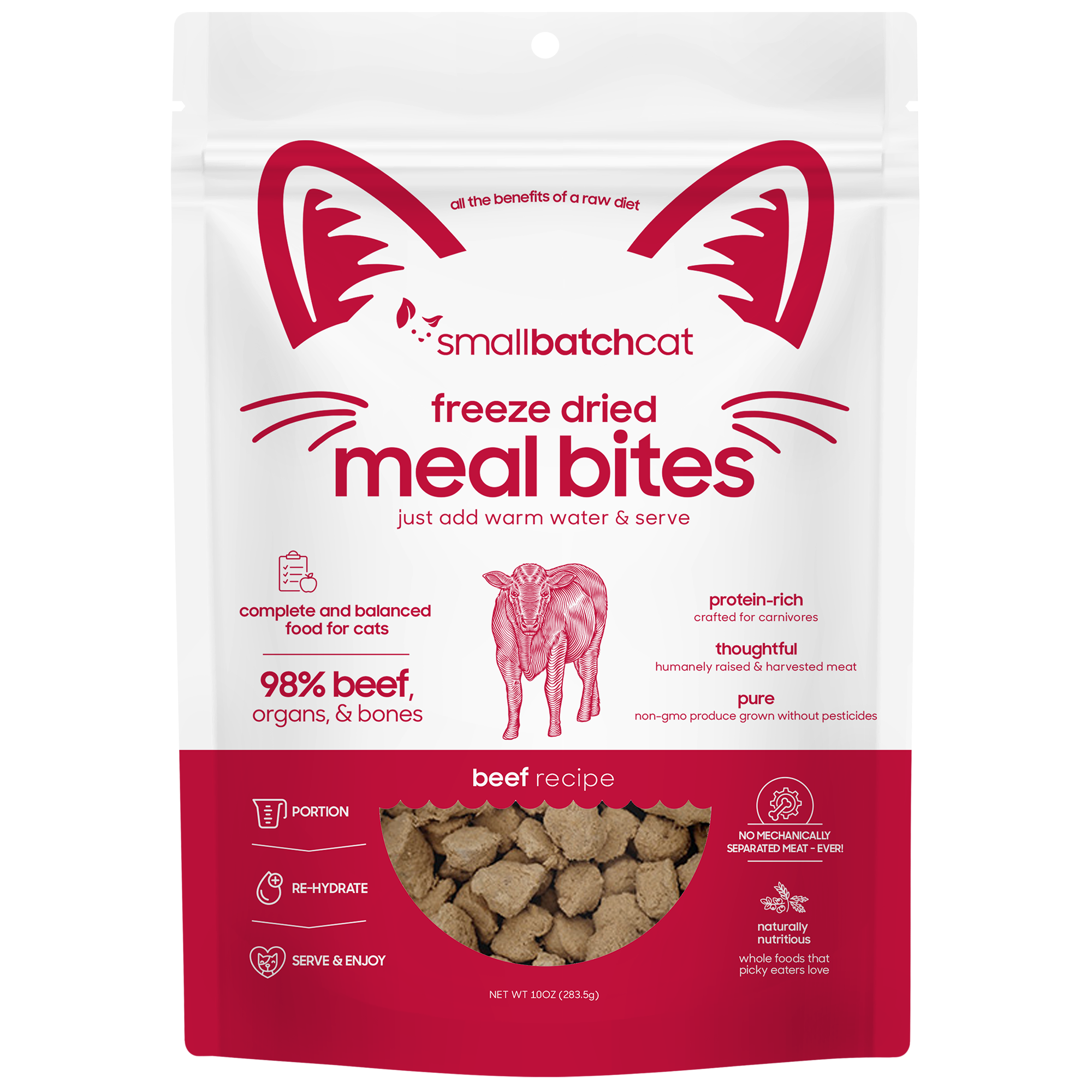 Freeze-Dried Beef Meal Bites 10oz for Cats – Smallbatch Pets