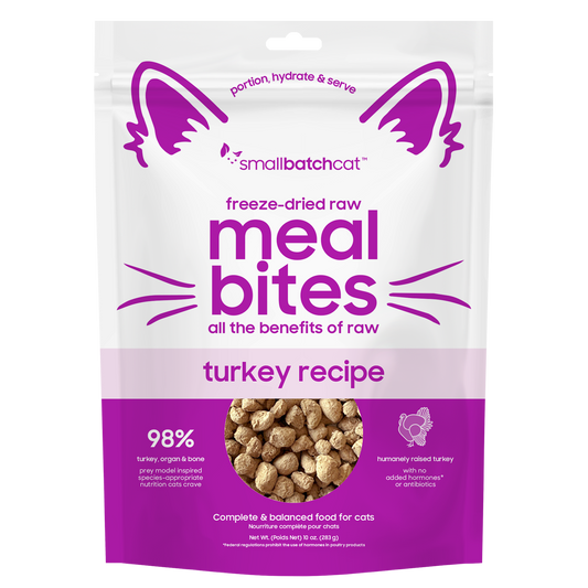 Smallbatch Cat freeze-dried raw Meal Bites, turkey recipe, 10 oz bag