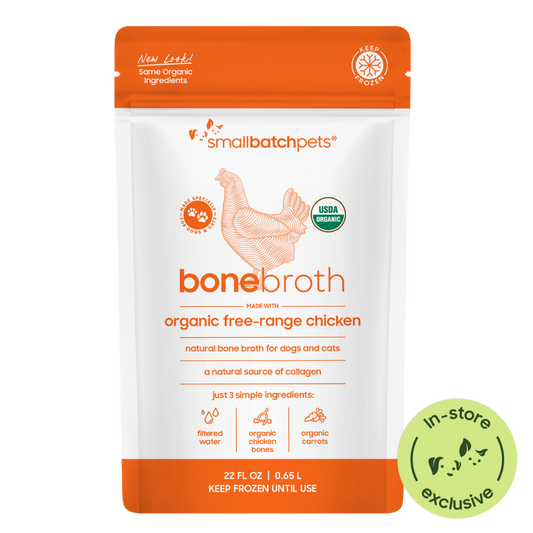 Package of Smallbatch Frozen Organic Chicken Bone Broth with in-store icon