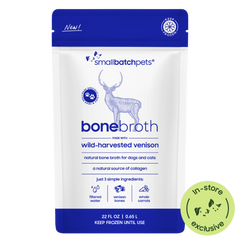 Package of Smallbatch Frozen Venison Bone Broth with in-store exclusive icon.