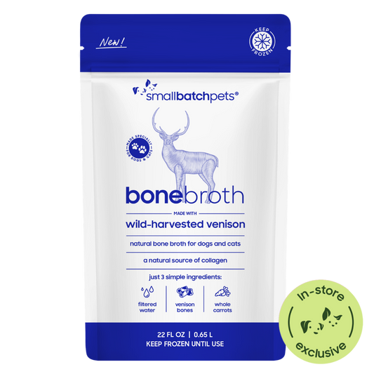 Package of Smallbatch Frozen Venison Bone Broth with in-store exclusive icon.