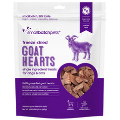 Freeze-dried goat heart treats package with a transparent background.