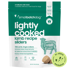 Lightly Cooked Lamb Recipe Sliders for Dogs Teal 5lb Bag. In-Store Exclusive.