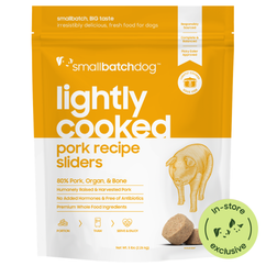 Lightly Cooked Pork Recipe Sliders for Dogs Yellow 5lb Bag. In-Store Exclusive.