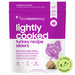 Lightly Cooked Turkey Recipe Sliders for Dogs Purple 5lb Bag. In-Store Exclusive.