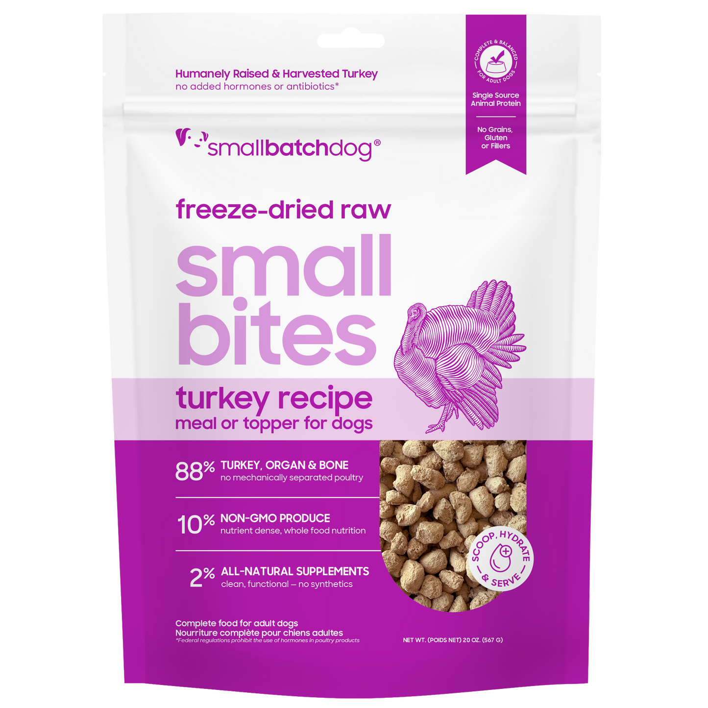 Freeze-Dried Raw Turkey Small Bites - 20 oz - Dog Food