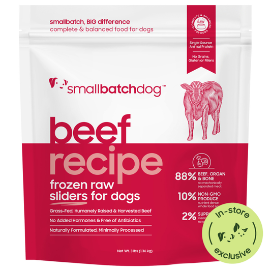 Beef Recipe Frozen Raw Sliders for Dogs Red 3lb Bag. In-Store Exclusive.