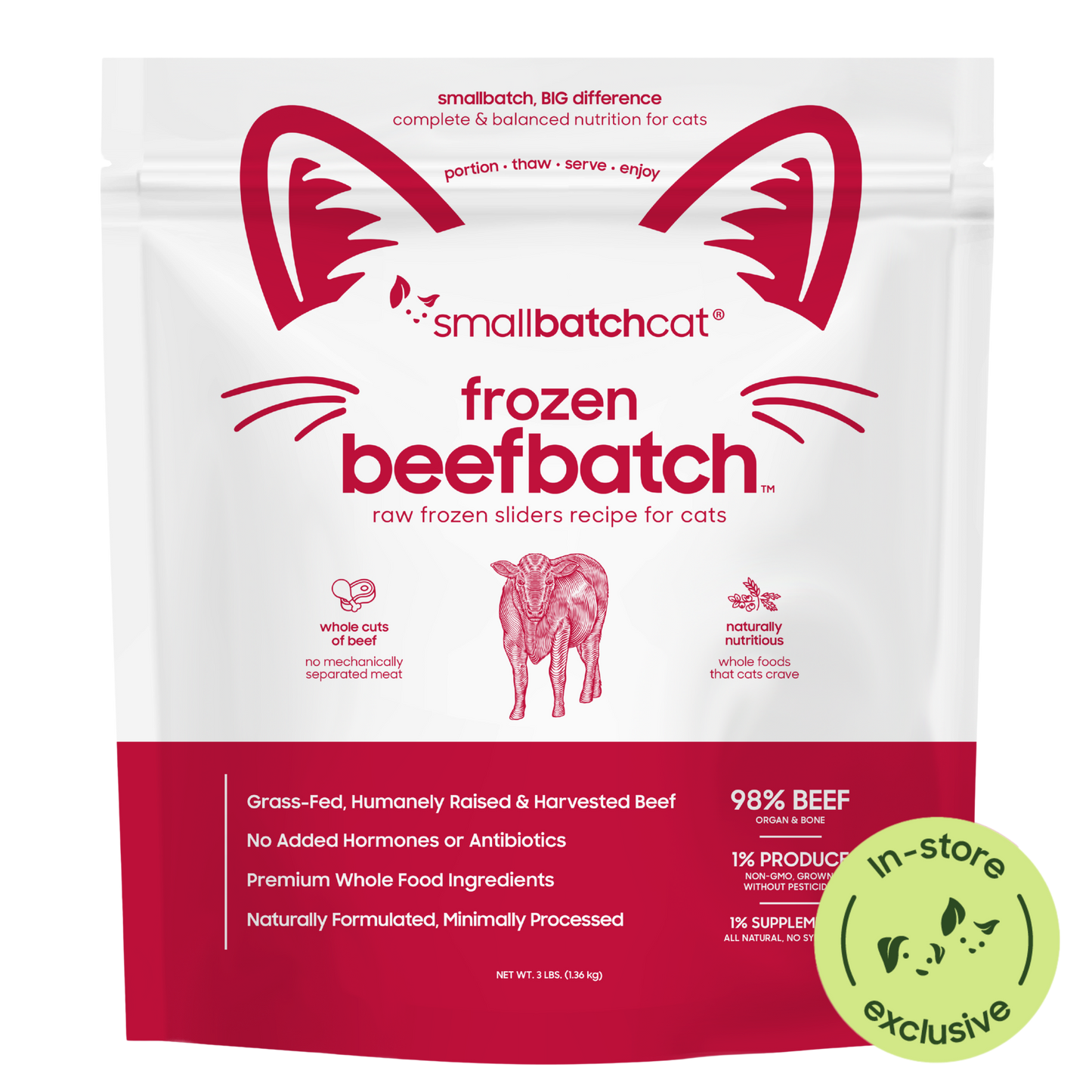 Frozen Raw Beef Sliders for Cats - 3 lb - Cat Food