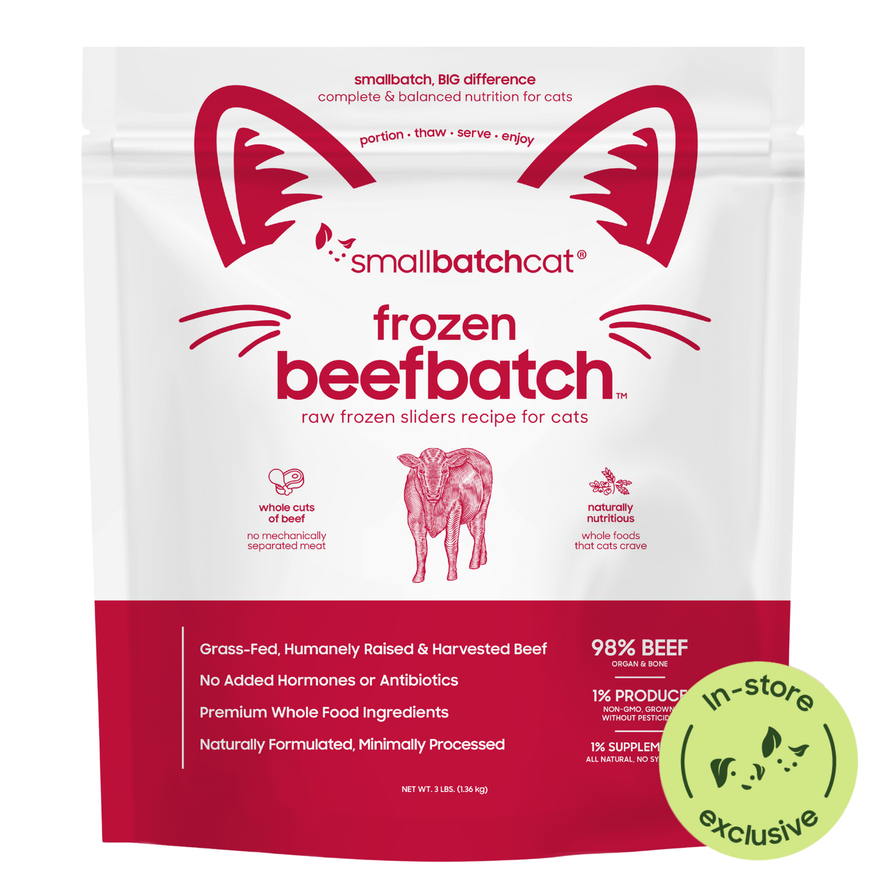 Frozen Raw Beef Sliders for Cats - 3 lb - Cat Food
