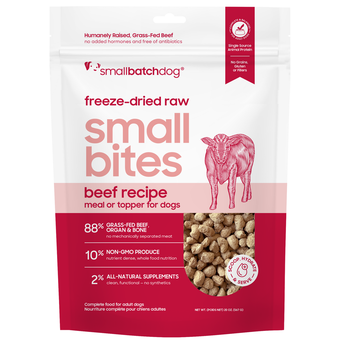 Freeze-Dried Raw Beef Small Bites - 20 oz - Dog Food & Meal Topper