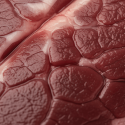 Close up view of raw beef spleen.