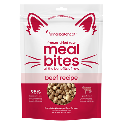 Smallbatch Cat freeze-dried raw Meal Bites, beef recipe, 10 oz bag