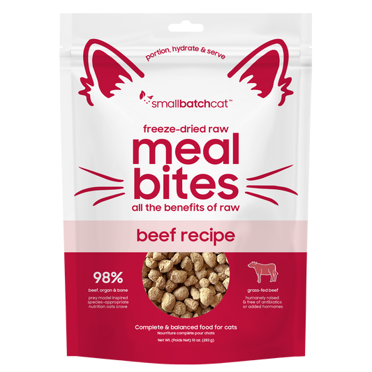 Smallbatch Cat freeze-dried raw Meal Bites, beef recipe, 10 oz bag