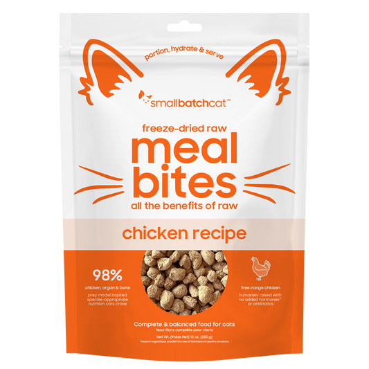 Smallbatch Cat freeze-dried raw Meal Bites, chicken recipe, 10 oz bag