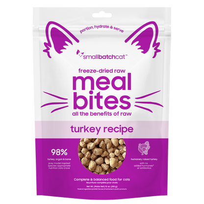Smallbatch Cat freeze-dried raw Meal Bites, turkey recipe, 10 oz bag