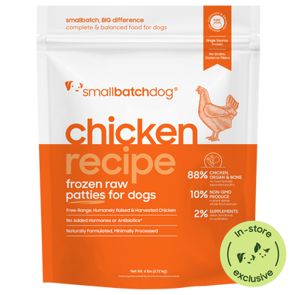 Frozen Raw Chicken Patties for Dogs - 6 lb patties - Dog Food
