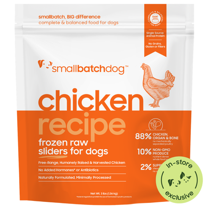 Frozen Raw Chicken Sliders for Dogs