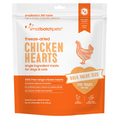 Bulk Chicken Heart 14 oz package with a transparent background.