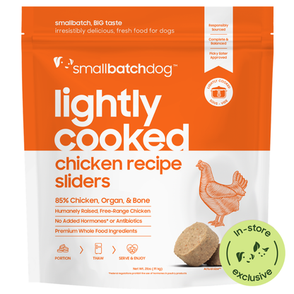Lightly Cooked Chicken Sliders for Dogs