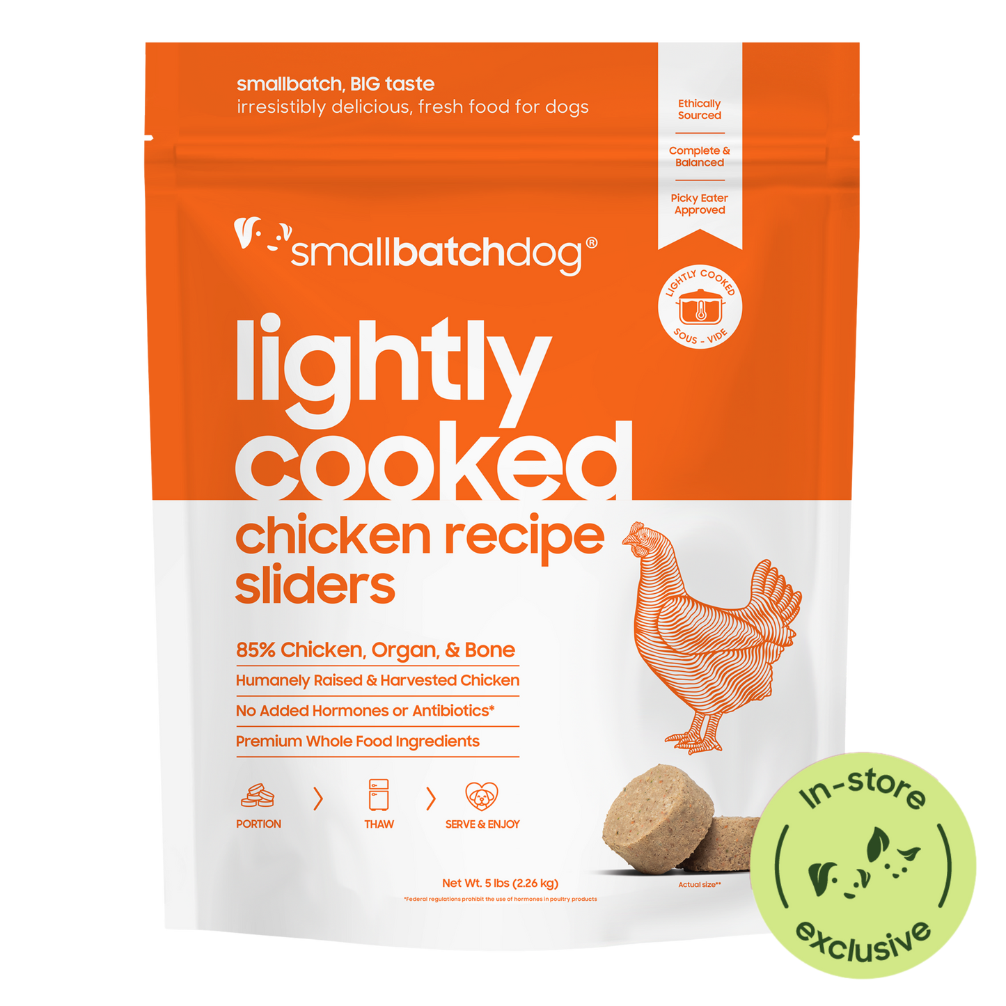 Lightly Cooked Chicken Sliders for Dogs - 2 lb - Dog Food