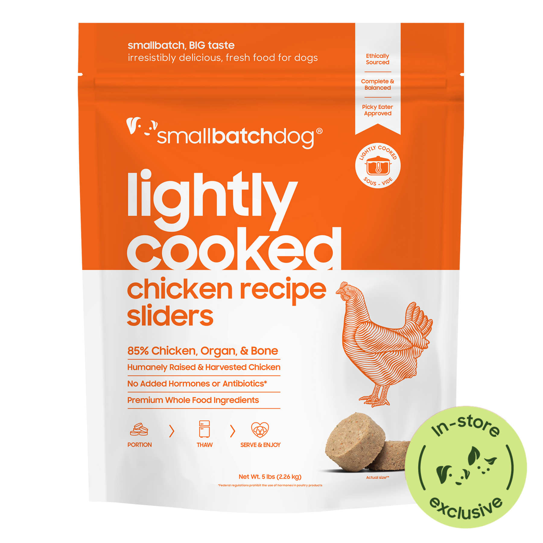 Lightly Cooked Chicken Sliders for Dogs - 2 lb - Dog Food