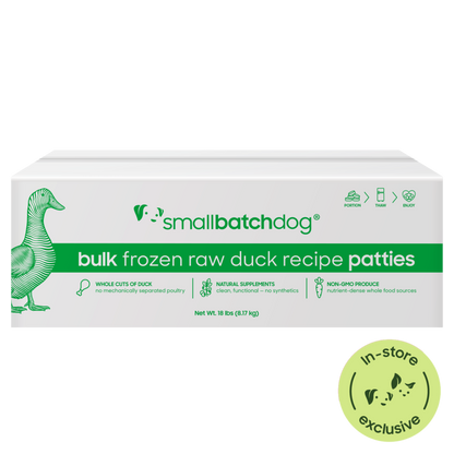 Frozen Raw Duck Patties for Dogs - 18 lb patties - Dog Food