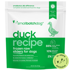 Frozen Raw Duck Sliders for Dogs - 3lb sliders - Dog Food