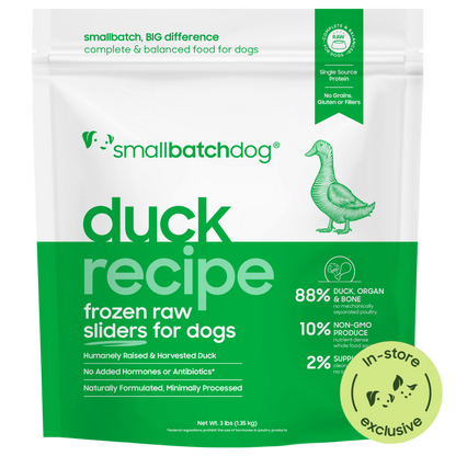 Frozen Raw Duck Sliders for Dogs - 3lb sliders - Dog Food