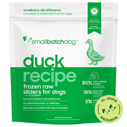 Frozen Raw Duck Sliders for Dogs