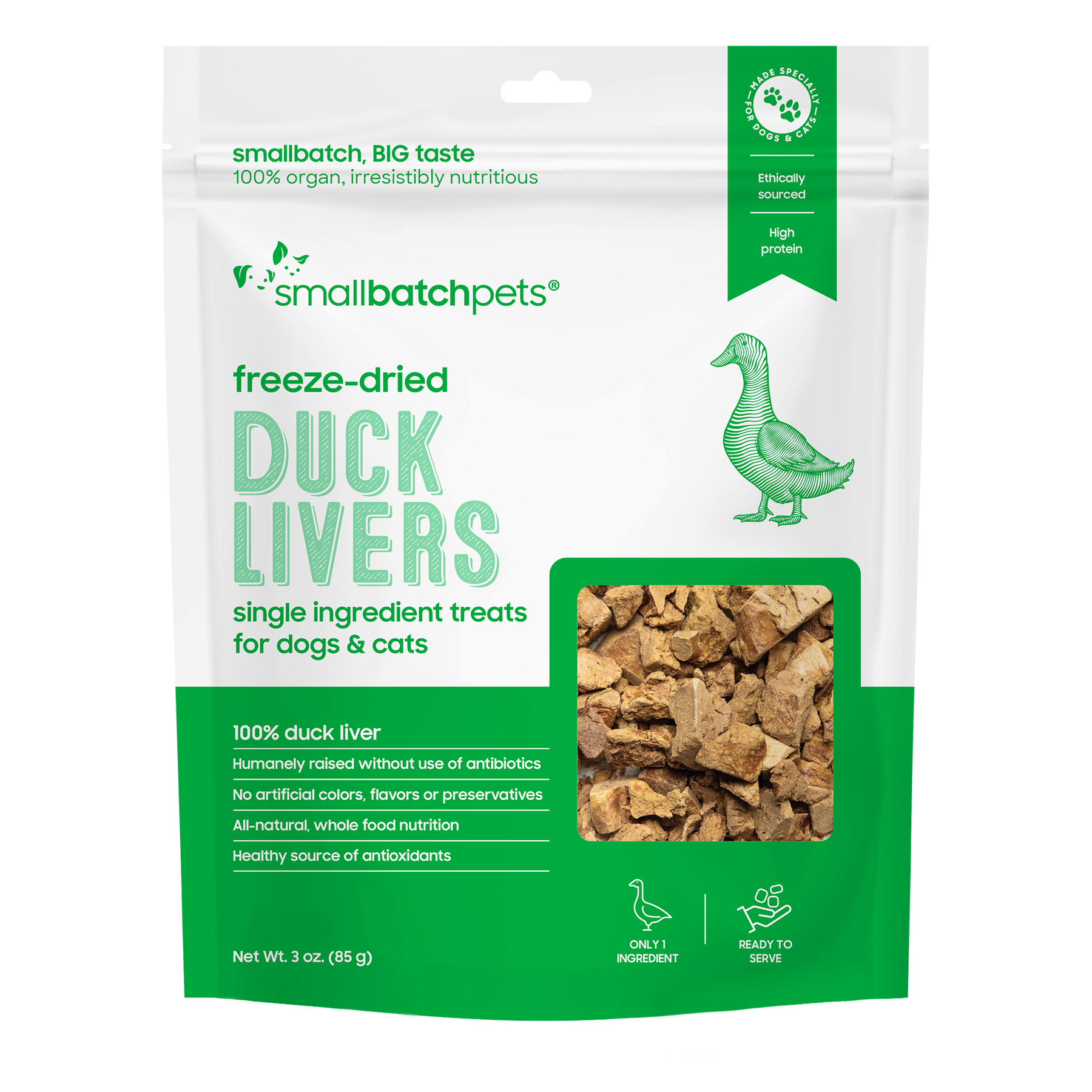 Freeze-Dried Duck Liver Treats - 3 oz - Treats