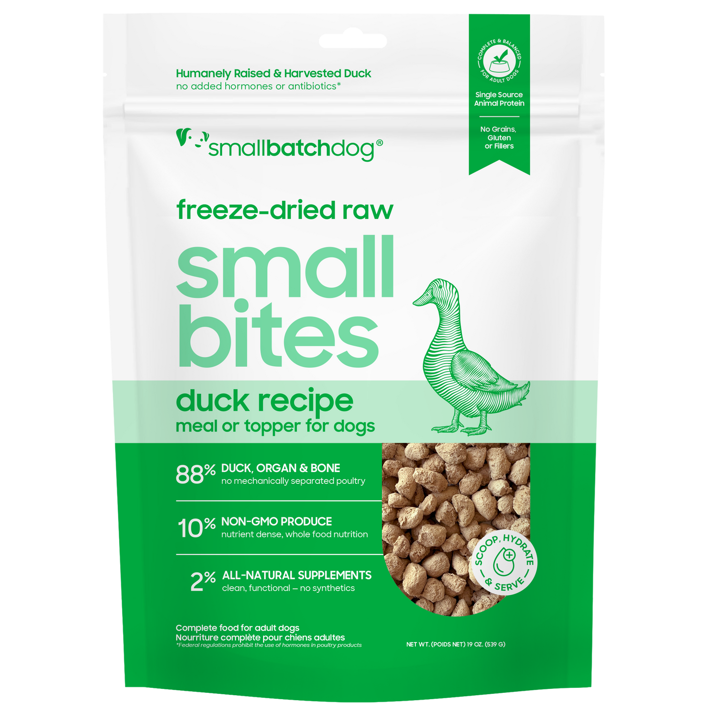 Freeze-Dried Raw Duck Small Bites - 19 oz - Dog Food