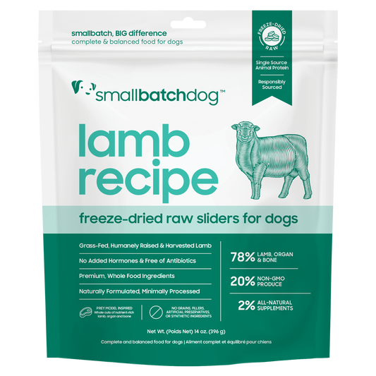 Smallbatch Dog freeze-dried raw lamb recipe sliders for dogs, 14 oz bag