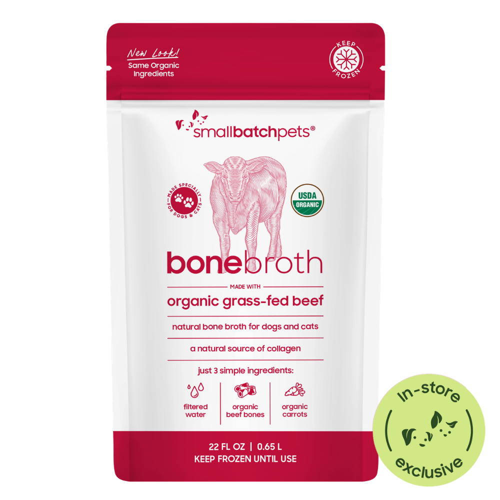 Package of Smallbatch Frozen Organic Beef Bone Broth with in-store icon