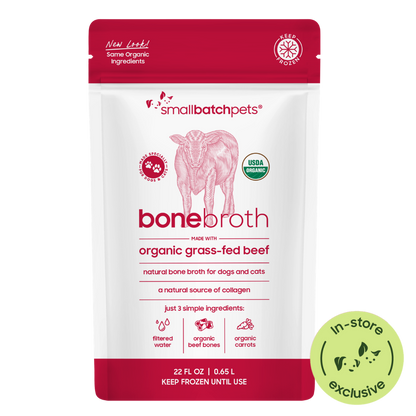Package of Smallbatch Frozen Organic Beef Bone Broth with in-store icon