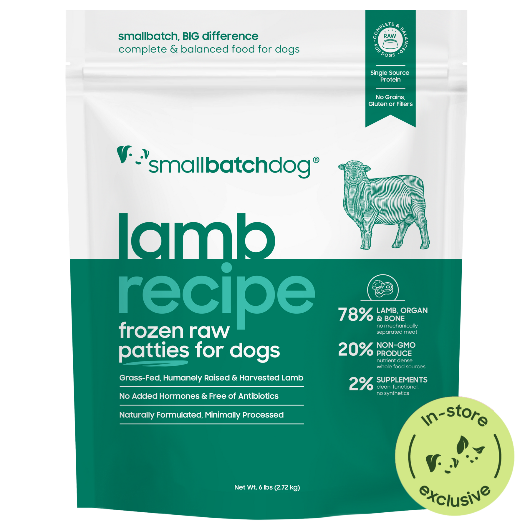 Frozen Raw Lamb Patties for Dogs - 6 lb patties - Dog Food