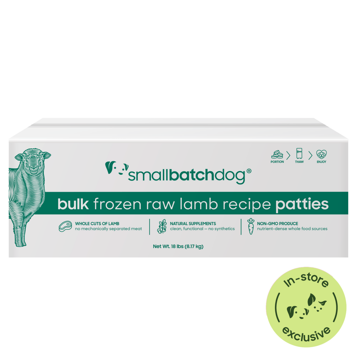 Frozen Raw Lamb Patties for Dogs - 18 lb patties - Dog Food