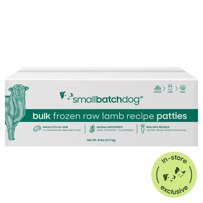 Frozen Raw Lamb Patties for Dogs - 18 lb patties - Dog Food