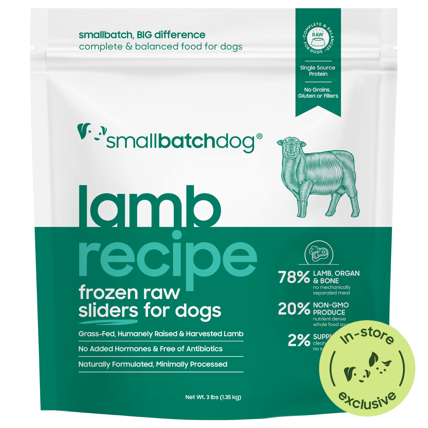 Frozen Raw Lamb Sliders for Dogs - 3lb sliders - Dog Food