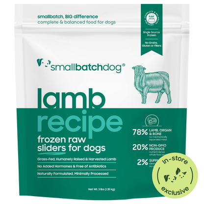 Frozen Raw Lamb Sliders for Dogs - 3lb sliders - Dog Food