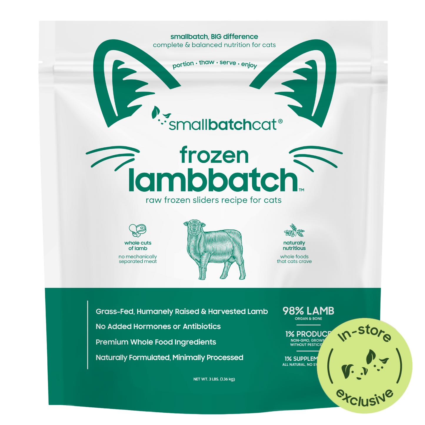 Frozen Raw Lamb Sliders for Cats - Cat Food