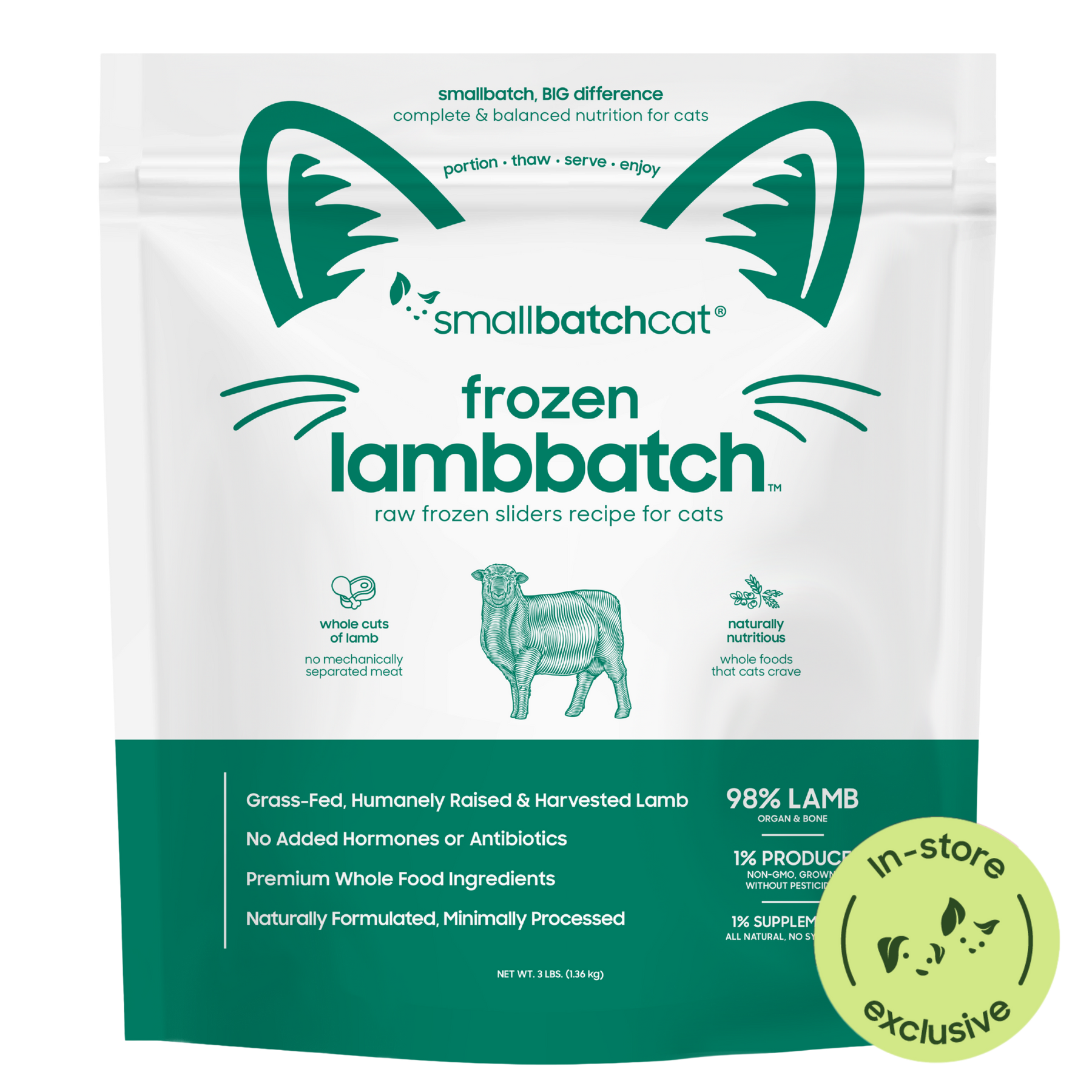 Frozen Raw Lamb Sliders for Cats - Cat Food