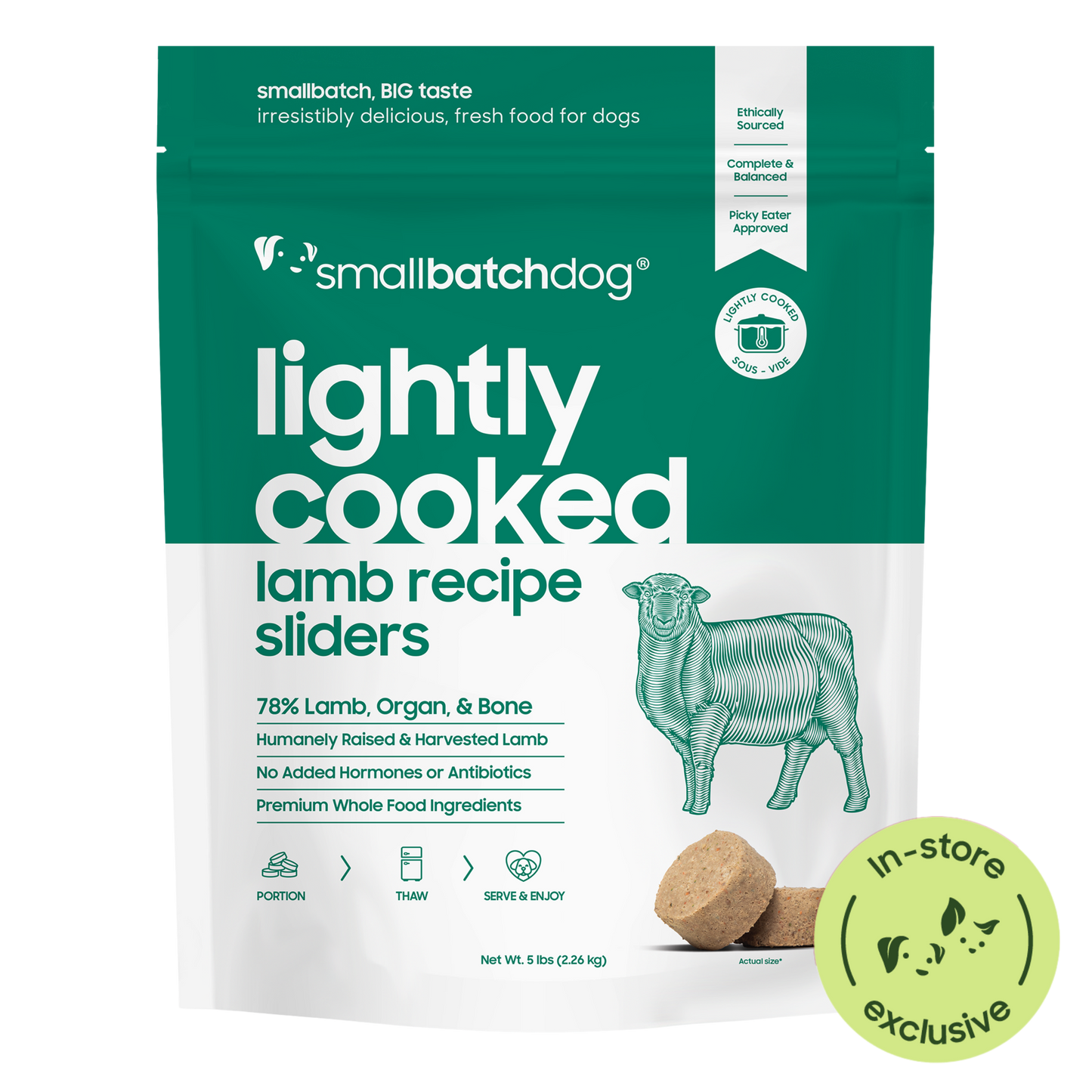 Lightly Cooked Lamb Sliders for Dogs - 2 lb - Dog Food