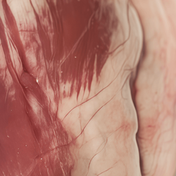 Close up view of raw lamb heart.