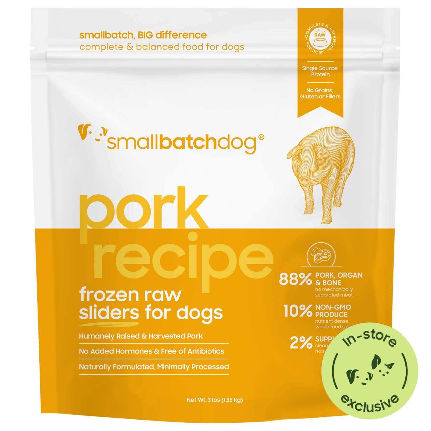 Frozen Raw Pork Sliders for Dogs - 3lb sliders - Dog Food