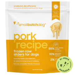Frozen Raw Pork Sliders for Dogs - 3lb sliders - Dog Food