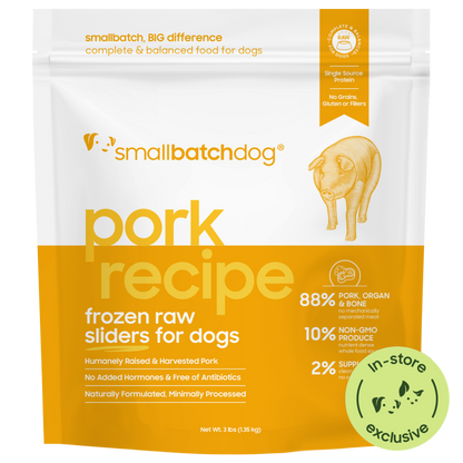 Frozen Raw Pork Sliders for Dogs - 3lb sliders - Dog Food