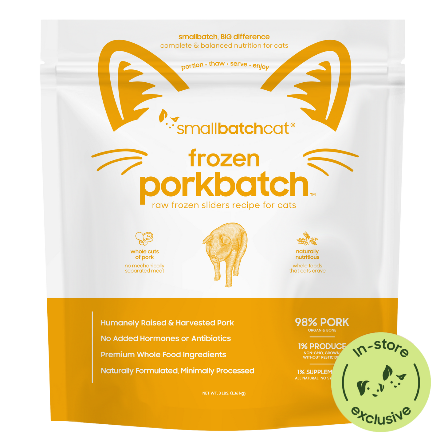 Frozen Raw Pork Sliders for Cats - Cat Food