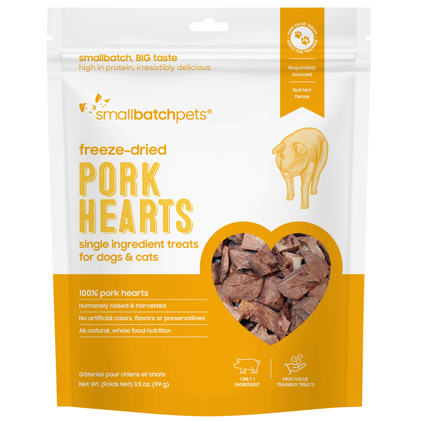 Freeze-Dried Pork Heart Treats - 3.5 oz - Treats