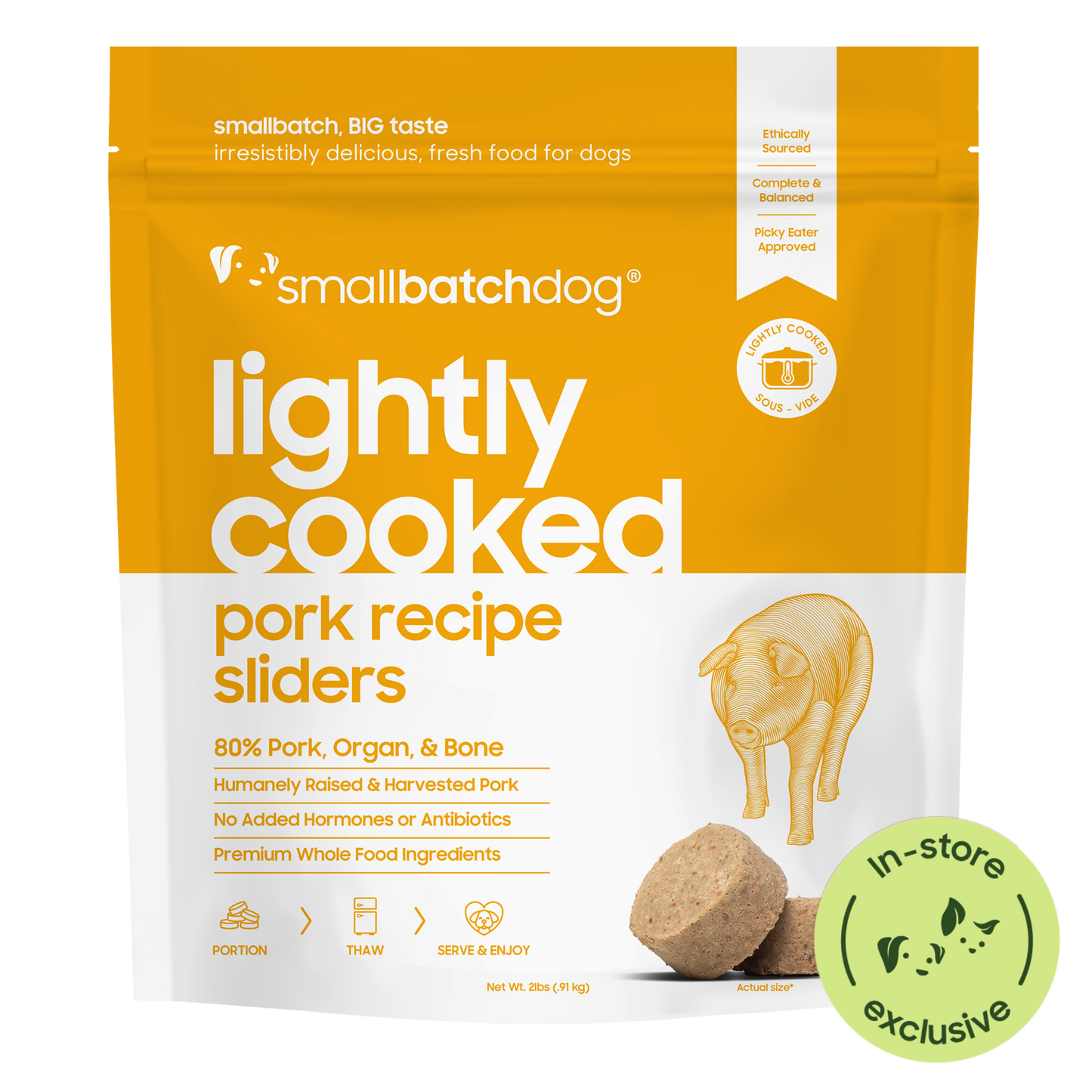 Light Cooked Pork Sliders for Dogs - 2 lb - Dog Food